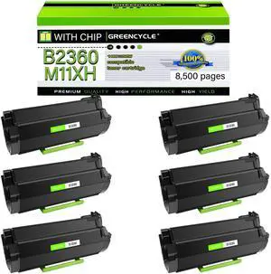 GREENCYCLE Compatible Toner Cartridge Replacement for Dell B2360 M11XH Work with Dell B2360 B2360d B2360dn B3460dn B3465dn B3465dnf Laser Printer (Black,6-Pack)