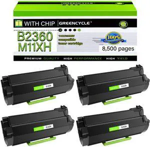 GREENCYCLE Compatible Toner Cartridge Replacement for Dell B2360 M11XH Work with Dell B2360 B2360d B2360dn B3460dn B3465dn B3465dnf Laser Printer (Black,4-Pack)