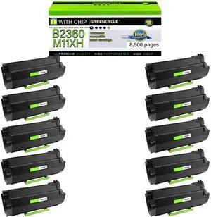 GREENCYCLE Compatible Toner Cartridge Replacement for Dell B2360 M11XH Work with Dell B2360 B2360d B2360dn B3460dn B3465dn B3465dnf Laser Printer (Black,10-Pack)