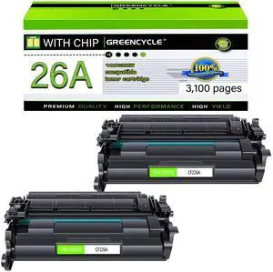 greencycle CF226A Compatible Toner Cartridge Replacement for HP 26A CF226A 26X CF226X Black Cartridge Laserjet Pro M402n M402dn M402dw M402dne MFP M426fdw M426dw M426fdn Printer (2Pk)