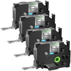 GREENCYCLE TZe-941 18mm 0.7 Laminated Silver Tape Compatible for Brother P-Touch Black on Silver TZ-941 TZe941 3/4 inch TZe TZ Tape for Ptouch PTD410 PTD400 PTD610BT PTD600, 4 Pack GREENCYCLE TZe-941 18mm 0.7 Laminated Silver Tape Compatible for Brother P-Touch Black on Silver TZ-941 TZe941 3/4 inch TZe TZ Tape for Ptouch PTD410 PTD400 PTD610BT PTD600, 4 Pack