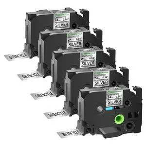 GREENCYCLE TZe-951 24mm 0.94 Laminated Silver Tape Compatible for Brother P-Touch Black on Silver TZ-951 TZe951 1 inch TZe TZ Tape for Ptouch PT-D600 PT-D610BT PT-P700 PT-P710BT, 5 Pack GREENCYCLE TZe-951 24mm 0.94 Laminated Silver Tape Compatible for Brother P-Touch Black on Silver TZ-951 TZe951 1 inch TZe TZ Tape for Ptouch PT-D600 PT-D610BT PT-P700 PT-P710BT, 5 Pack