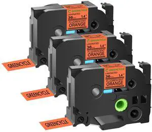 GREENCYCLE Compatible for Brother P-Touch Label Tape TZe-B61 36mm 1.4" Laminated Fluorescent Orange TZeB51 TZ-B61 TZe TZ 1-1/2 inch Black on Orange Label Tape, 3 Pack GREENCYCLE Compatible for Brother P-Touch Label Tape TZe-B61 36mm 1.4" Laminated Fluorescent Orange TZeB51 TZ-B61 TZe TZ 1-1/2 inch Black on Orange Label Tape, 3 Pack