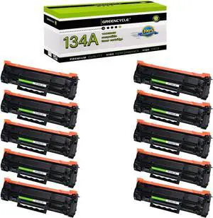 GREENCYCLE 10PK Black Toner Cartridge Replacement Compatible for HP 134A W1340A (No Chip) Laser Jet M209dw MFP M234dw M234sdn Printer
