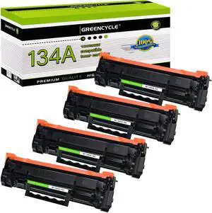 GREENCYCLE 4PK Black Toner Cartridge Replacement Compatible for HP 134A W1340A (No Chip) Laser Jet M209dw MFP M234dw M234sdn Printer