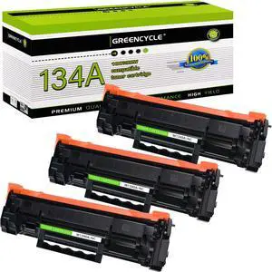 GREENCYCLE 3PK Black Toner Cartridge Replacement Compatible for HP 134A W1340A (No Chip) Laser Jet M209dw MFP M234dw M234sdn Printer