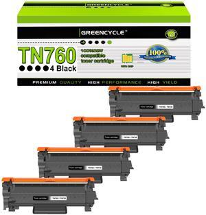 GREENCYCLE Compatible Toner Cartridge Replacement for Brother TN760 TN-760 TN730 Use for HL-L2350DW HL-L2395DW HL-L2390DW HL-L2370DW MFC-L2750DW MFC-L2710DW DCP-L2550DW Printer (Black,4-Pack)