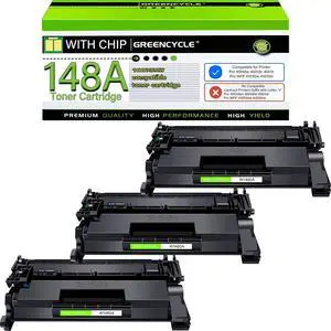 Greencycle W1480A Toner Cartridge With CHIP Compatible Replacement for Hp 148A Black Cartridge Laser jet Pro 4001dw 4001dn 4001n MFP 4101fdw 4101fdn(3Pk,with chip)