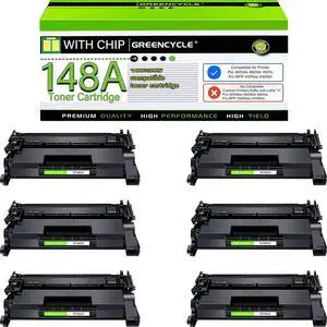 Greencycle W1480A Toner Cartridge With CHIP Compatible Replacement for Hp 148A Black Cartridge Laser jet Pro 4001dw 4001dn 4001n MFP 4101fdw 4101fdn(6Pk,with chip)