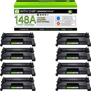 Greencycle W1480A Toner Cartridge With CHIP Compatible Replacement for Hp 148A Black Cartridge Laser jet Pro 4001dw 4001dn 4001n MFP 4101fdw 4101fdn(8Pk,with chip)