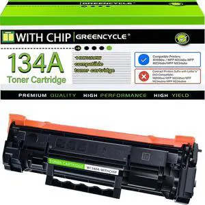 Greencycle W1340A Toner Cartridge With CHIP Compatible Replacement for Hp 134A W1340A Black Cartridge Laser jet M209dw MFP M234dw M234sdn M234sdw(1Pk,with chip)