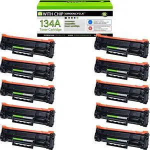 Greencycle W1340A Toner Cartridge With CHIP Compatible Replacement for Hp 134A W1340A Black Cartridge Laser jet M209dw MFP M234dw M234sdn M234sdw(10Pk,with chip)