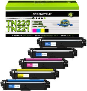 greencycle 5 Pack Compatible high Yield Toner Cartridge Replacement for Brother TN225 TN221 TN-225 to Use with MFC-9130CW HL-3170CDW HL-3140CW HL-3180CDW (2 Black, 1 Cyan, 1 Magenta, 1 Yellow)