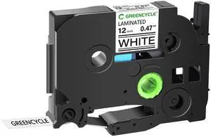 GREENCYCLE 1 Pack 12mm 0.47'' Laminated White Tape Compatible for Ptouch TZe-231 TZ-231 AZe-231 Label Maker Tape TZe231 TZ231 1/2'' TZe TZ Tape for Ptouch PT-H110 H100 D200 D210 D400 D600
