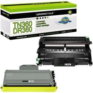 greencycle Compatible Toner Cartridge and Drum Unit Replacement for TN360 TN330 DR360 DR-360 High Yield Compatible with Brother HL-2170w HL-2140 MFC-7340 MFC-7340 DCP-7040 Printer(1 Toner,1 Drum)