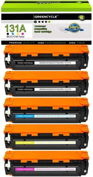 GREENCYCLE 5 Pack 131A Compatible Toner Cartridge Replacement for HP 131A CF210A CF211A CF212A CF213A to use with Color Laser Jet CP1515n CP1518ni CP1215 CM1312 MFP Printer(Black Cyan Yellow Magenta)