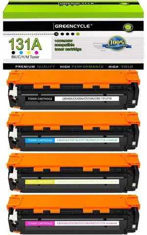 GREENCYCLE 4 Pack 131A Compatible Toner Cartridge Replacement for HP 131A CF210A CF211A CF212A CF213A to use with Color Laser Jet CP1515n CP1518ni CP1215 CM1312 MFP Printer(Black Cyan Yellow Magenta)