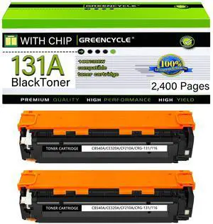 GREENCYCLE 2 Pack CF210A Black Compatible Toner Cartridge Replacement for HP 131A CF210A to use with Laser Jet Pro 200 color M276nw M251nw Printer