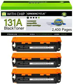 GREENCYCLE 3 Pack CF210A Black Compatible Toner Cartridge Replacement for HP 131A CF210A to use with Laser Jet Pro 200 color M276nw M251nw Printer