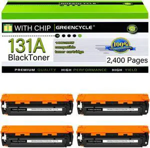 GREENCYCLE 4 Pack CF210A Black Compatible Toner Cartridge Replacement for HP 131A CF210A to use with Laser Jet Pro 200 color M276nw M251nw Printer