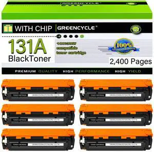 GREENCYCLE 6 Pack CF210A Black Compatible Toner Cartridge Replacement for HP 131A CF210A to use with Laser Jet Pro 200 color M276nw M251nw Printer