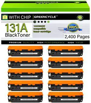 GREENCYCLE 10 Pack CF210A Black Compatible Toner Cartridge Replacement for HP 131A CF210A to use with Laser Jet Pro 200 color M276nw M251nw Printer