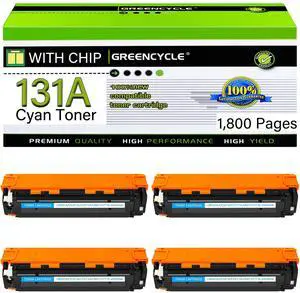 GREENCYCLE 4 Pack CF211A Cyan Compatible Toner Cartridge Replacement for HP 131A CF211A to use with Laser Jet Pro 200 color M276nw M251nw Printer