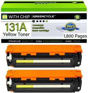 GREENCYCLE 2 Pack CF212A Yellow Compatible Toner Cartridge Replacement for HP 131A CF212A to use with Laser Jet Pro 200 color M276nw M251nw Printer