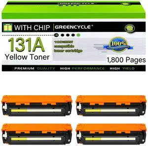 GREENCYCLE 4 Pack CF212A Yellow Compatible Toner Cartridge Replacement for HP 131A CF212A to use with Laser Jet Pro 200 color M276nw M251nw Printer