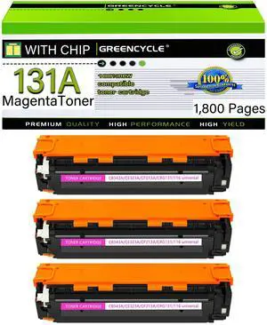 GREENCYCLE 3 Pack 131A Compatible Toner Cartridge Replacement for HP 131A CF211A CF212A CF213A work with Color Laser Jet CP1515n CP1518ni CP1215 CM1312 MFP Printer(1 Cyan 1 Yellow 1 Magenta)