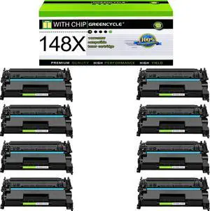 greencycle 148X with Chip Toner Cartridge Replacement Compatible for HP 148X Black Toner Cartridge W1480X Work with Laser Jet Pro 4001dw 4001dn 4001n MFP 4101fdw 4101fdn Ink Cartridge(8PCS,with Chip)