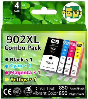 greencycle 902XL ink cartridges Compatible for HP 902XL Ink Cartriges Black/Cyan/Magenta/Yellow 4 Pack Compatible with HP OfficeJet 6950 6960 OfficeJet Pro 6960 6970