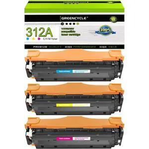 GREENCYCLE 3 Pack Compatible Toner Cartridge Replacement for HP 312A CF381A CF382A CF383A Works on Color Laser Jet Pro MFP M476dn M476dw M476nw Printer (1 Cyan 1 Yellow 1 Magenta) GREENCYCLE 3 Pack Compatible Toner Cartridge Replacement for HP 312A CF381A CF382A CF383A Works on Color Laser Jet Pro MFP M476dn M476dw M476nw Printer (1 Cyan 1 Yellow 1 Magenta)