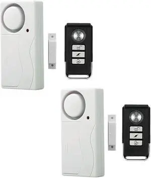 GREENCYCLE 2 Set (2 Remote,2 Alarm) Multi-function Wireless Anti-Theft Remote Control Burglar Alert Door Window Security Alarms Emergency Doorbell Magnetic Sensor Chime Alarm