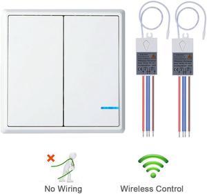 GREENCYCLE 1 PK 2-way Wireless Switch 2 PK Remote Receiver Smart Wireless Wall Light Switch