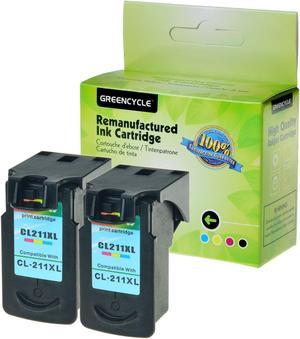 GREENCYCLE 2PK CL-211XL 211XL Color Ink Cartridge Compatible for Canon PIXMA IP MX MP Printer(With Chip, Show Ink Level)