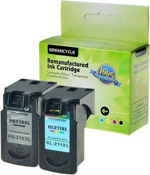 GREENCYCLE Ink Cartridge Compatible Set PG-210XL CL-211XL (1 Black & 1 Color) 2 Pack for Canon PIXMA Printer,With Chip