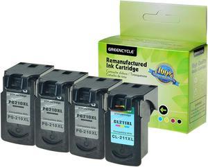 GREENCYCLE Ink Cartridge Compatible Set PG-210XL CL-211XL (3 Black & 1 Color) 4 Pack for Canon PIXMA Printer,With Chip