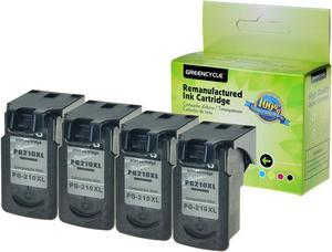 GREENCYCLE 4PK PG-210XL 210XL Black Ink Cartridge Compatible for Canon PIXMA IP MX MP Printer(With Chip, Show Ink Level)