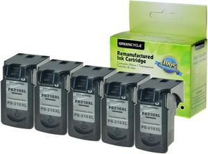 GREENCYCLE 5PK PG-210XL 210XL Black Ink Cartridge Compatible for Canon PIXMA IP MX MP Printer(With Chip, Show Ink Level)