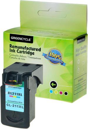 GREENCYCLE 1PK CL-211XL 211XL Color Ink Cartridge Compatible for Canon PIXMA IP MX MP Printer(With Chip, Show Ink Level)