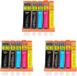 GREENCYCLE 15 Pack Compatible Ink Cartridge Replacement with PGI-250XL 250XL CLI-251XL CLI251XL (3 Large Black,3 Cyan,3 Magenta,3 Yellow,3 Small Black) For MX722 MX725 MX920 IX6820 IX6850, with Chip