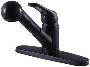 Kingston Brass KB700SP Traditional Single Handle Pull Out Kitchen Faucet, Matte Black - 15.51 x 9.78 x 2.51 in.