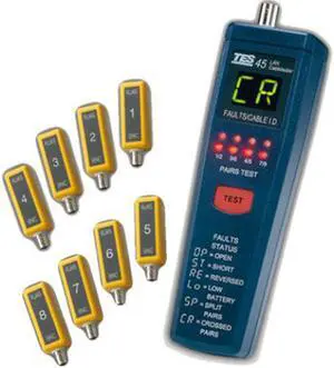TES-45 CAT-5 Lan Cable Tester Meter Pairs Length Faults Status Leds Display