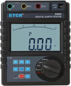 ETCR3000 Digital Earth Resistance Tester 0.01-2000Ohm Ground Resistivity Tester