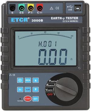 ETCR3000B Earth Resistance Soil Resistivity Tester 2/3/4-Wire Method Measure