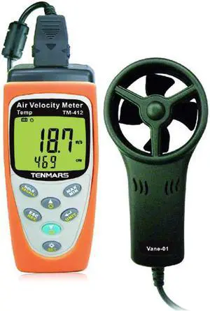 TENMARS TM-412 Air Velocity Meter Airspeed Anemoscope Anemometer -20~50ºC