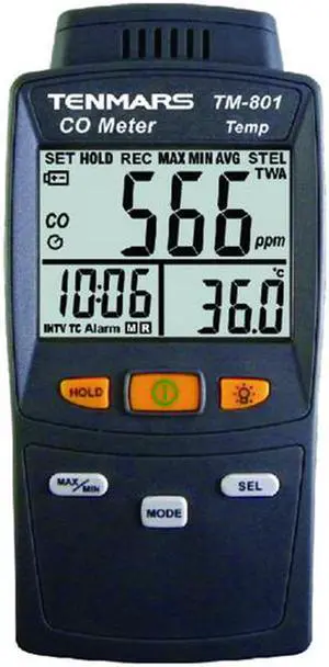 TENMARS TM-801 CO Meter CO range: 0 ~ 1,000ppm Carbon monoxide (CO).
