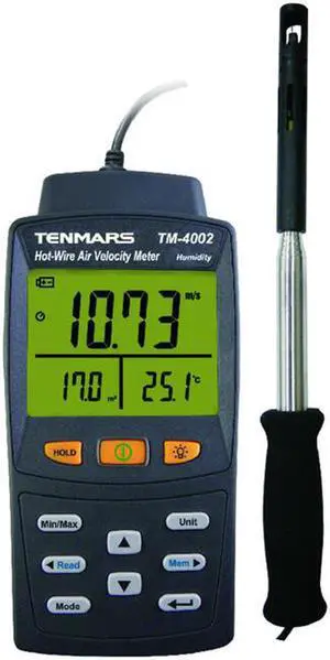 TENMARS TM-4002 Hot Wire Anemometer 0.01 to 40m/s Temperature/99records/
