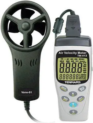 TENMARS TM-413 Anemometer 0.4~45m/s Air Velocity Meter/Temperature/Humidity